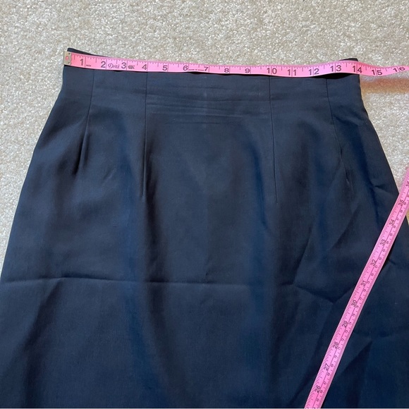 Wheaton & Katz Ltd Skirt Womens 12 Black Pencil Silk Lined Office Career - FLAW - Picture 4 of 10